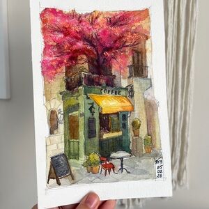Charming Coffee Shop Watercolor original Art